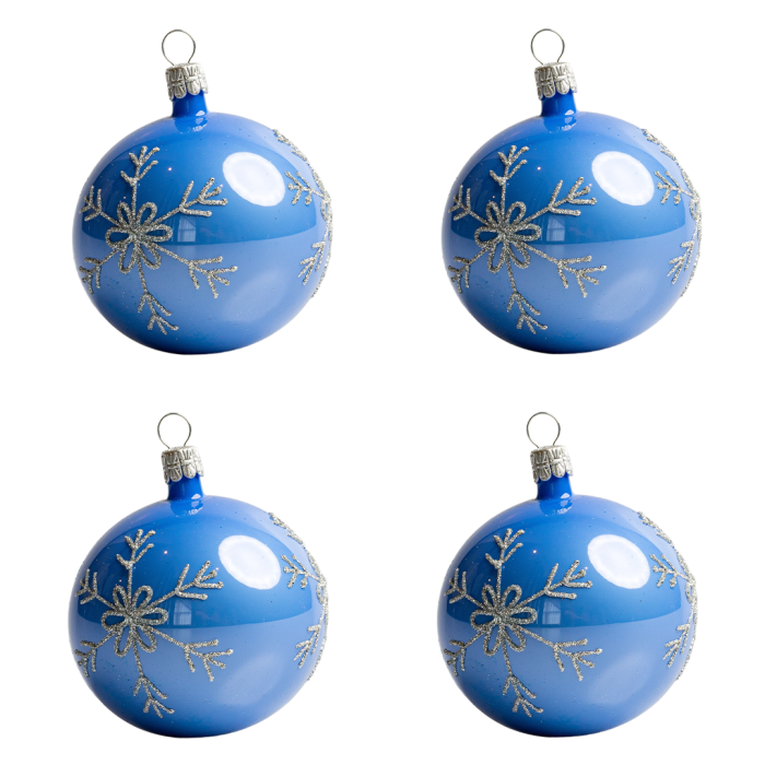 Skleněné vánoční ozdoby basic Blue - Blue porcelán, 4 ks