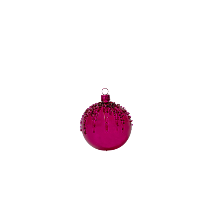 Skleněné vánoční ozdoby basic Magenta - Magenta koule s rampouchy, 4 ks