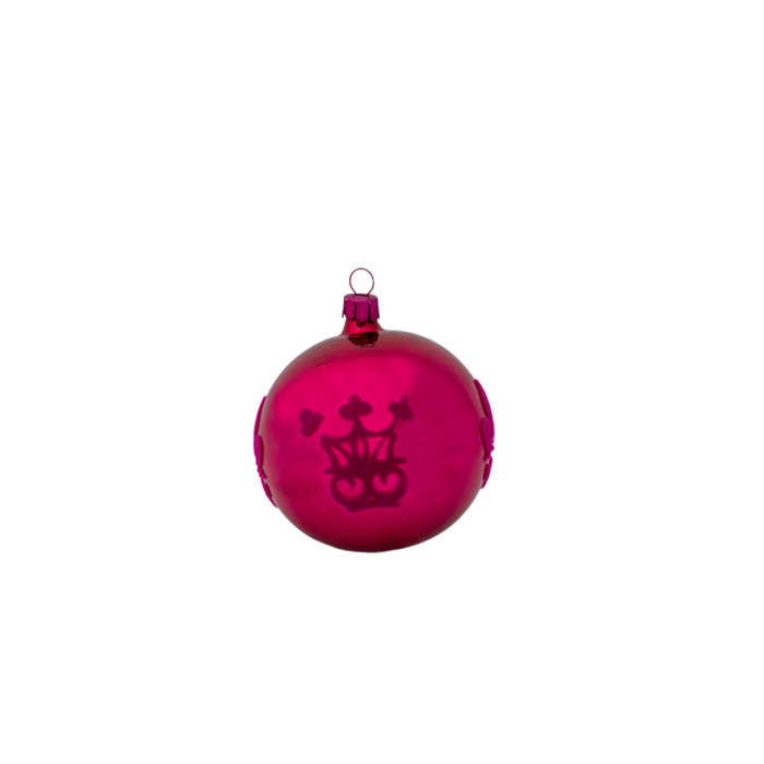 Skleněné vánoční ozdoby basic Magenta - Magenta korunka a květy, 6 ks