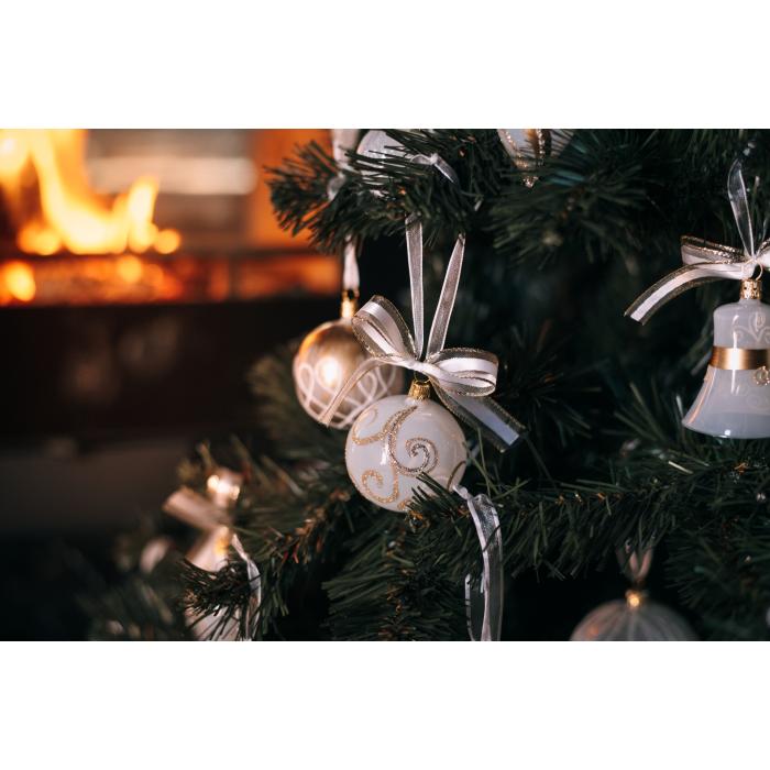 Ozdobený vánoční stromeček - Bílozlatý (cca 110 cm)