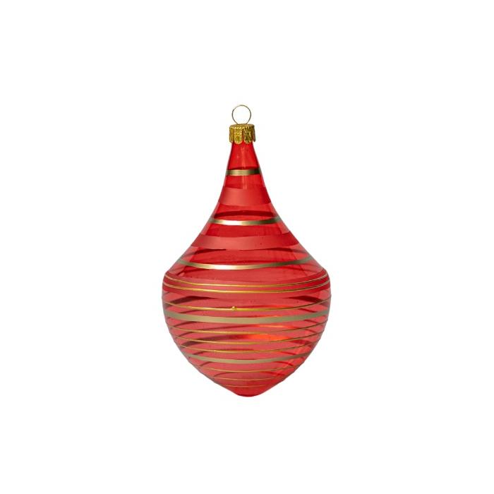 Vánoční ozdoba Secese - flakon s jemným zlatem červený, 1 ks