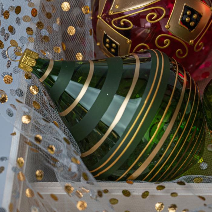Vánoční ozdoba Secese - flakon s jemným zlatem tyrkysový