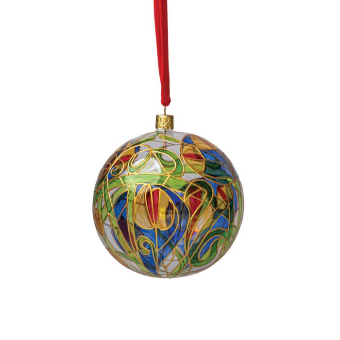 Vánoční ozdoba Secese - barevná vitráž lípa, 1 ks