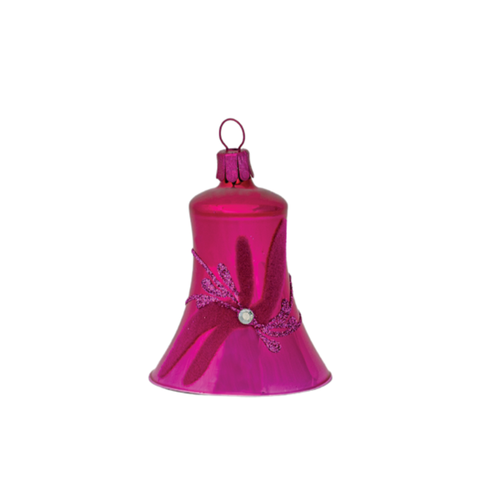 Skleněné vánoční ozdoby basic Magenta - Magenta kouličky a zvonečky, 12ks