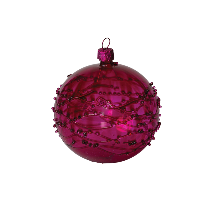 Skleněné vánoční ozdoby basic Magenta - Magenta čiré koule a květy, 6ks