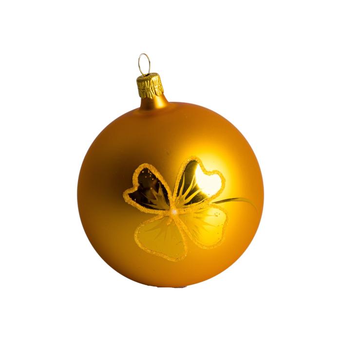 Vánoční skleněná ozdoba - Šťastná koule zlatá (8cm)