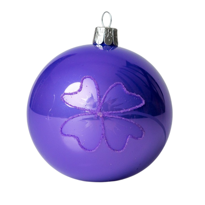 Vánoční skleněná ozdoba - Šťastná koule fialová (8cm)