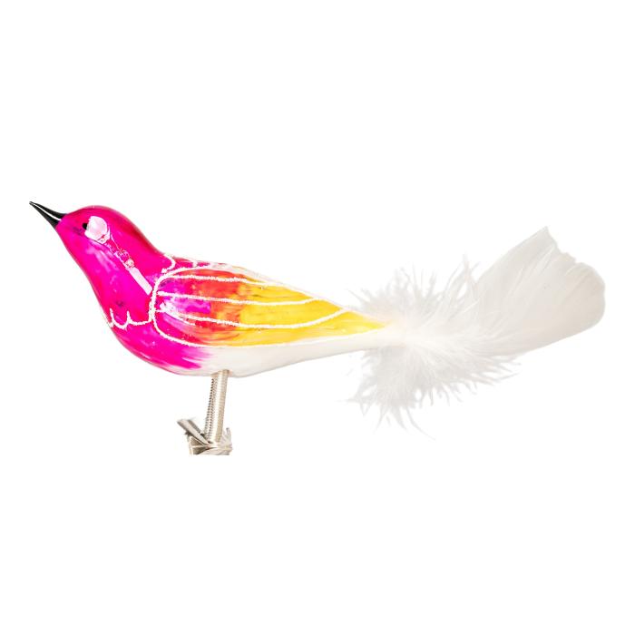 Skleněná ozdoba pestrobarevný ptáček 18