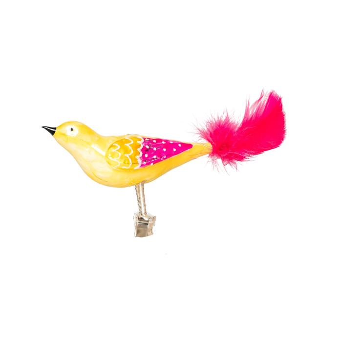 Skleněná ozdoba pestrobarevný ptáček 16