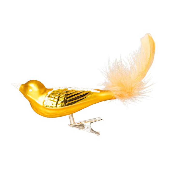 Skleněná ozdoba Ptáček velikonoční linka žlutý