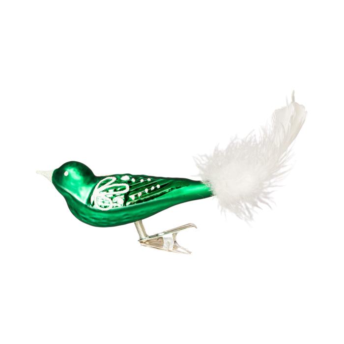 Skleněná ozdoba Ptáček velikonoční lístečky zelený
