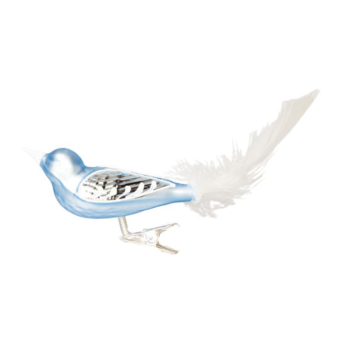 Skleněná ozdoba Ptáček velikonoční slzičky modrý