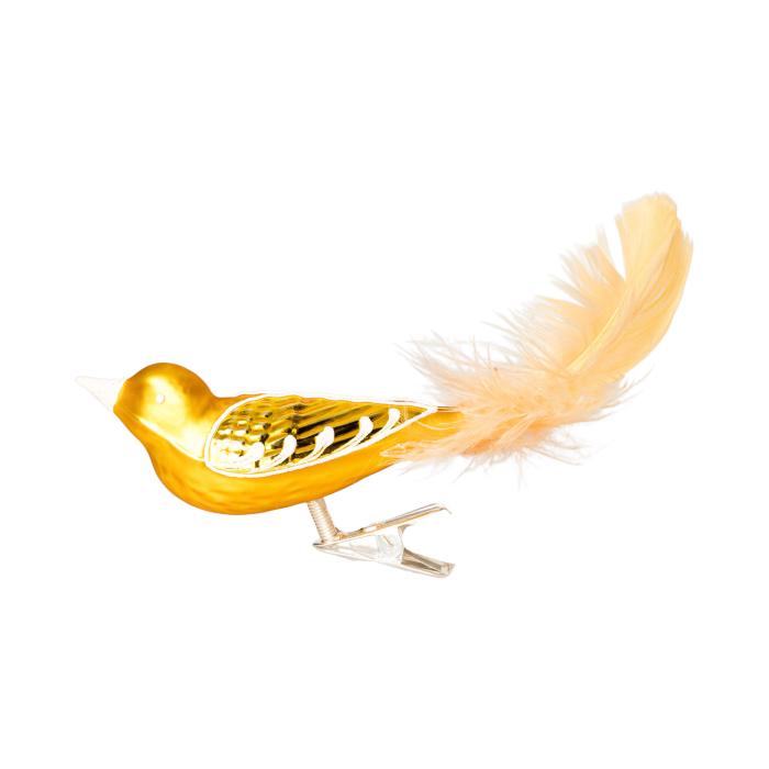 Skleněná ozdoba Ptáček velikonoční slzičky žlutý