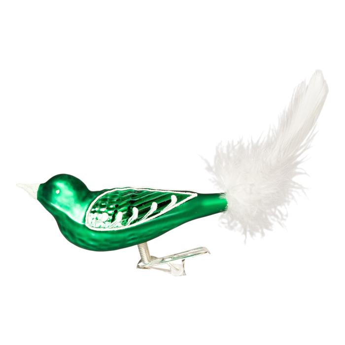 Skleněná ozdoba Ptáček velikonoční slzičky zelený