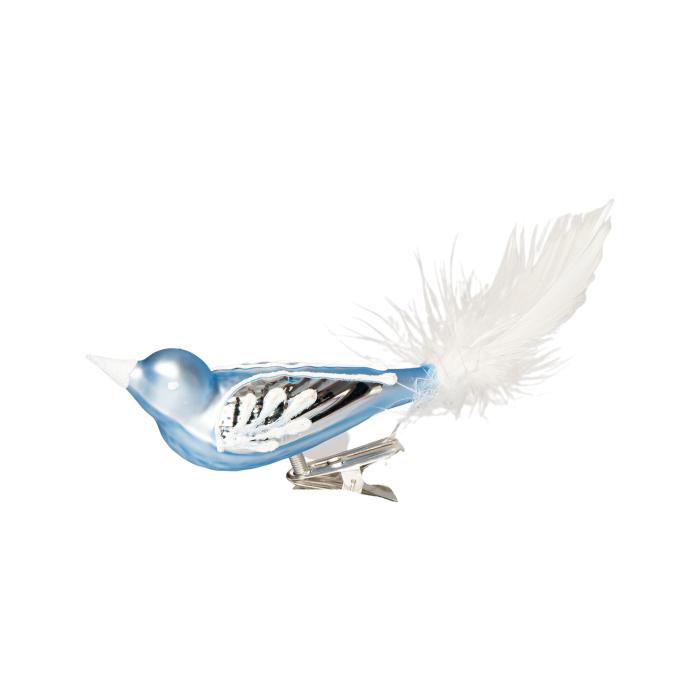 Skleněná ozdoba Ptáček velikonoční větvička modrý