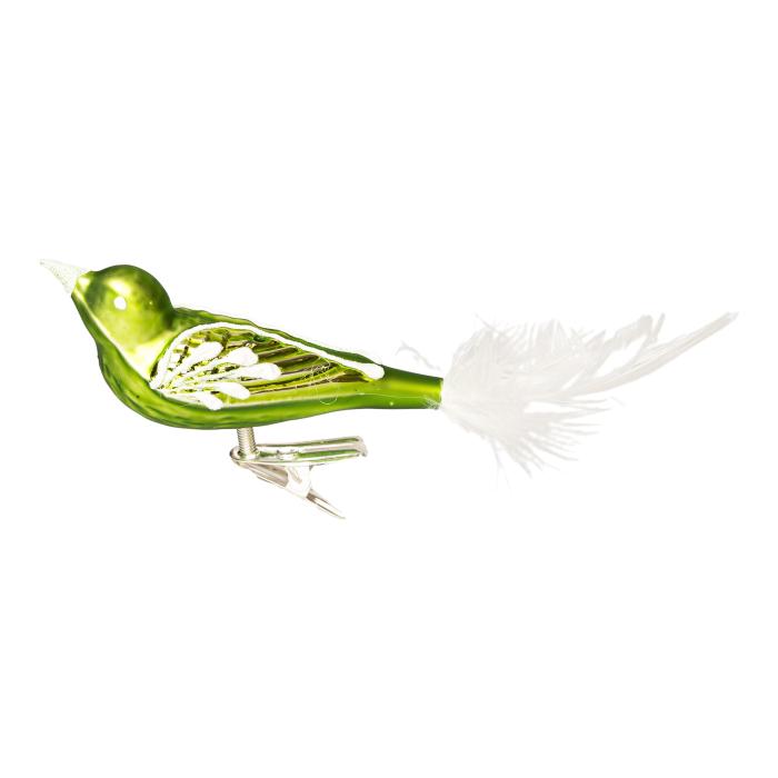 Skleněná ozdoba Ptáček velikonoční větvička světle zelený
