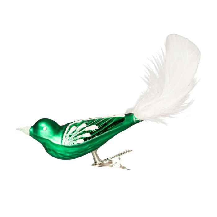 Skleněná ozdoba Ptáček velikonoční větvička zelený