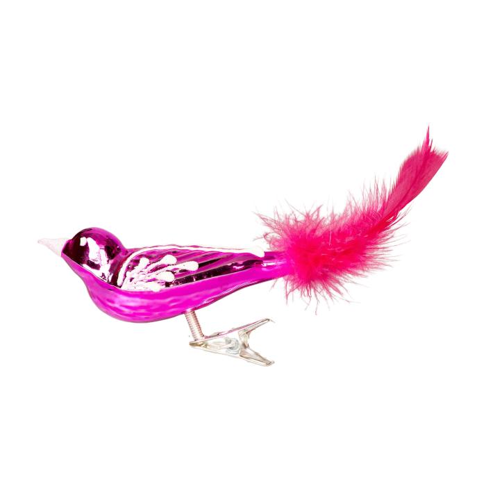Skleněná ozdoba Ptáček velikonoční větvička růžový