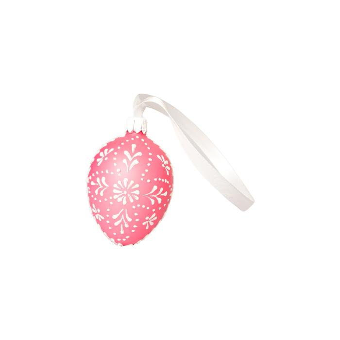 Skleněná ozdoba Velikonoční vajíčka folklórní klasika 1 světle růžová