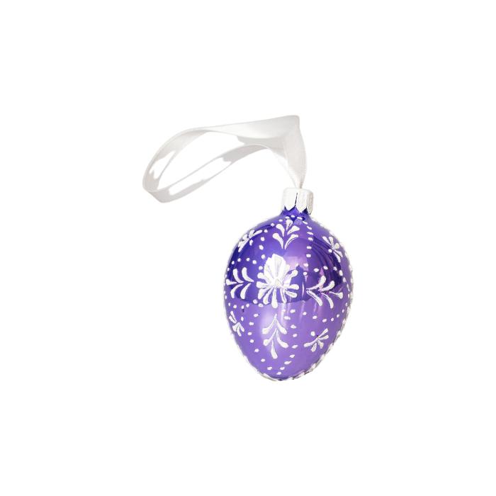 Skleněná ozdoba Velikonoční vajíčka folklórní klasika 1 světle fialové