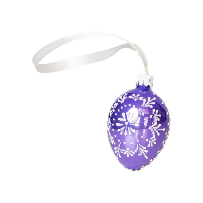 Skleněná ozdoba Velikonoční vajíčka folklórní klasika 2 světle fialová
