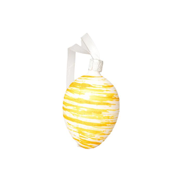 Skleněná ozdoba Velikonoční vajíčka mourovaná žlutá