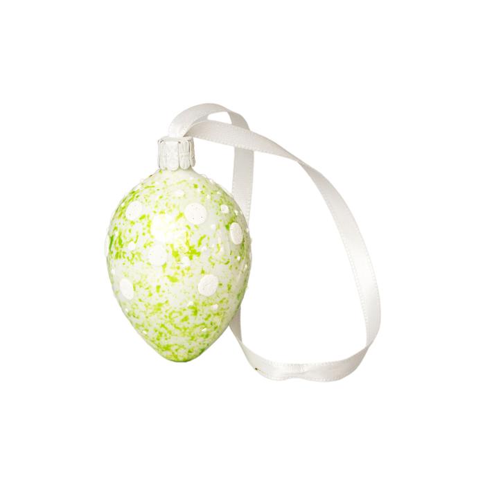Skleněná ozdoba Velikonoční vajíčka mramorová s puntíky světle zelená