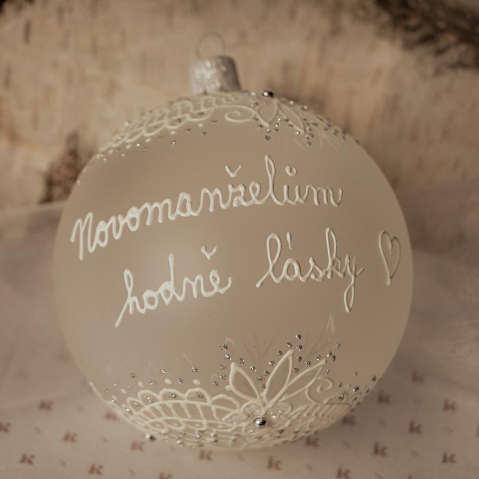 Svatební skleněná koule na přání - novomanželům (10cm)
