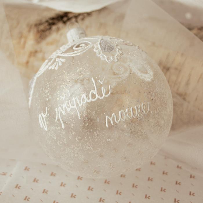 Svatební skleněná koule na přání - text se zdobením (10cm)