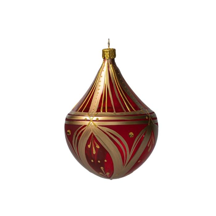 Vánoční ozdoba Secese - flakon zlatě zdobený s krůpějemi růžový, 1 ks