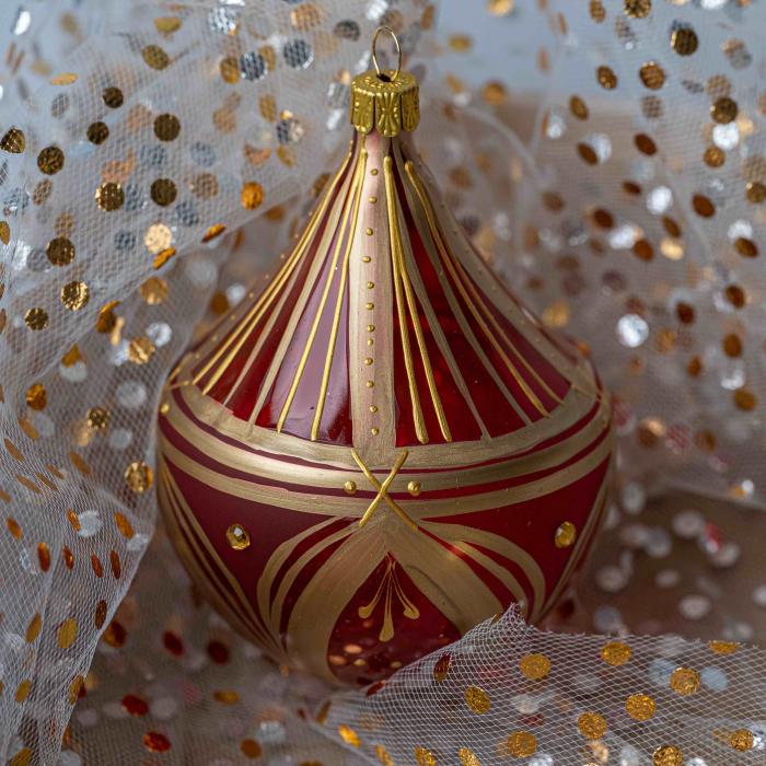 Vánoční ozdoba Secese - flakon zlatě zdobený růžový 1ks