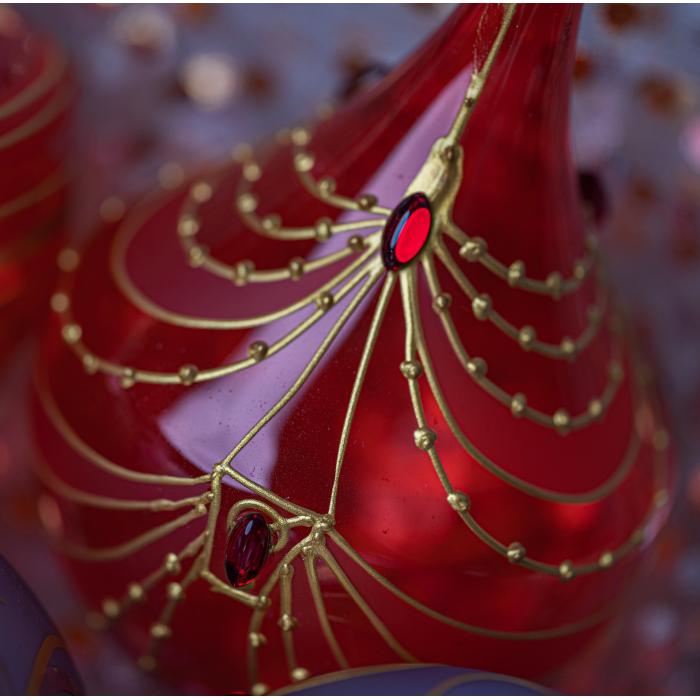 Vánoční ozdoba Secese -flakon zlatě zdobený s kameny růžový