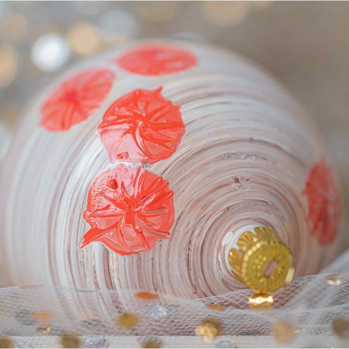 Vánoční ozdoba Secese - Baňka terakotová růžový květ 1ks
