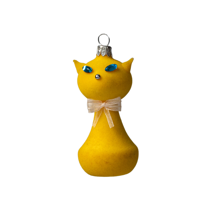 Kočka s kožíškem žlutá 1ks
