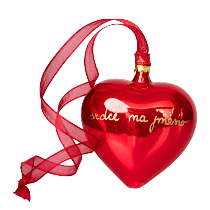 Vánoční ozdoba Velké červené srdce 10 cm