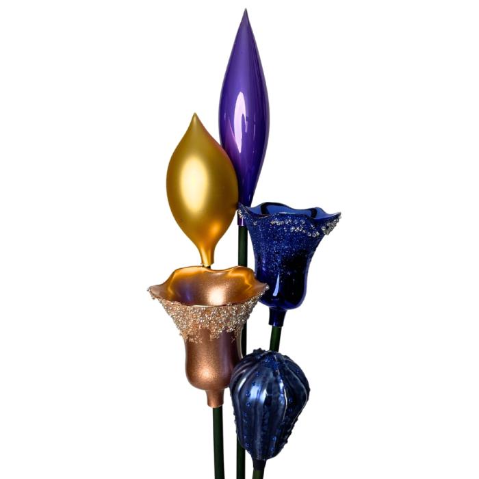 Skleněná kytice Tulipány a lilie, 5 ks