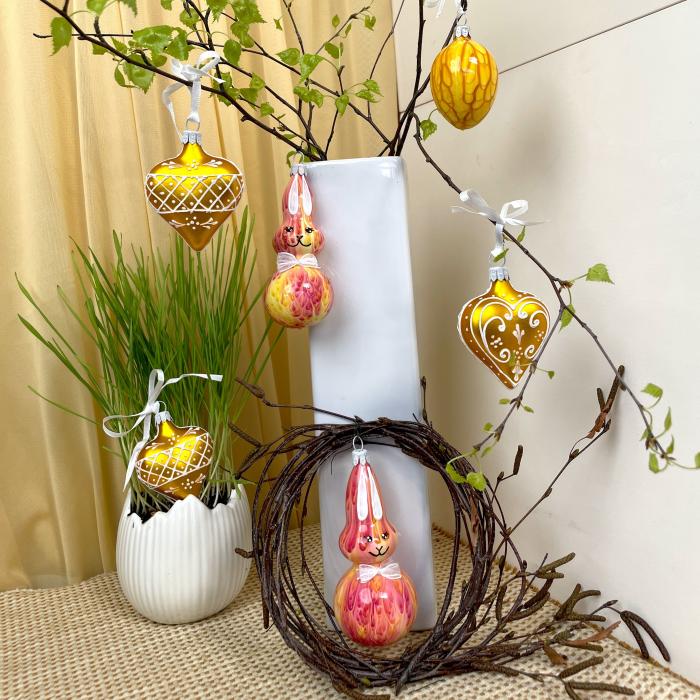 Srdíčko s ornamentem zlaté, 1 ks