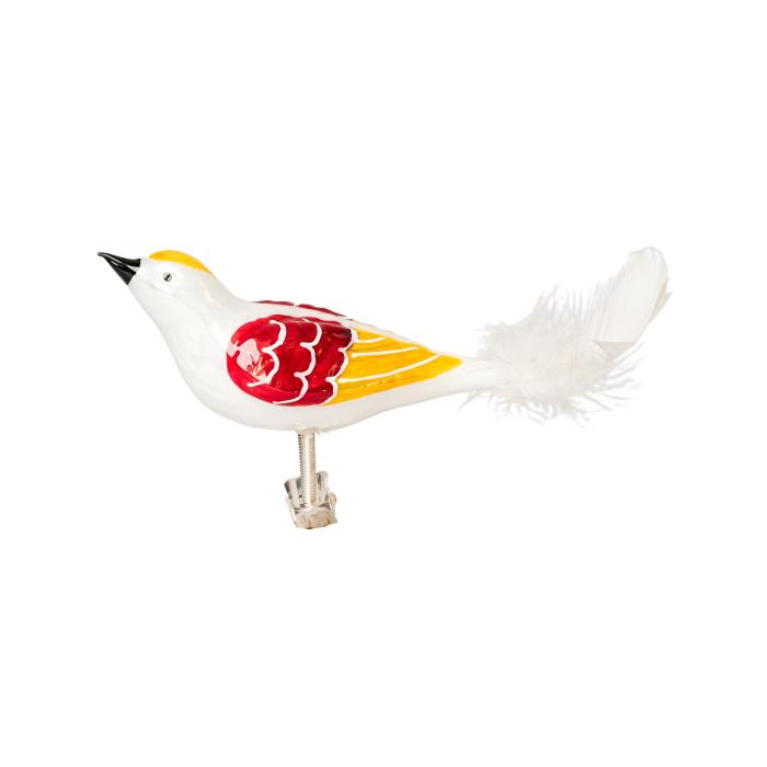 Skleněná ozdoba pestrobarevný ptáček 05, 1 ks