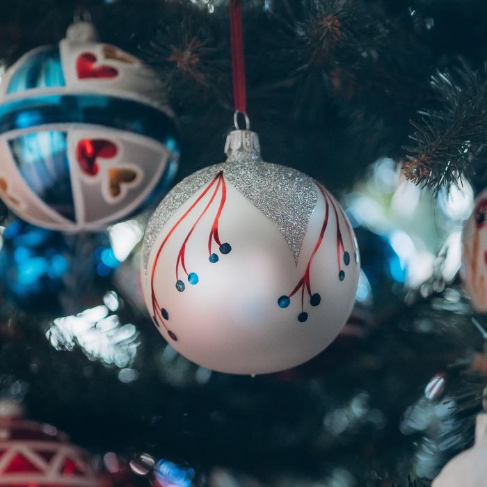 Skleněné vánoční ozdoby Domovina - Máky a puntíky, 6 ks